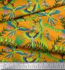 Soimoi Japan Crepe Satin Fabric Branches,Parrot & Leopard Jungle Print Fabric by the metre 42 Inch