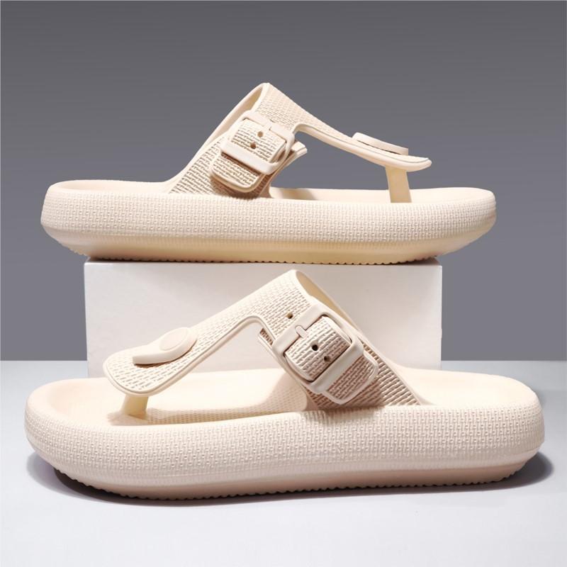 Fashion Litfun Men's Fashion Flip Flops Summer New Outdoor Beach Sandals With Adjustable Buckle Soft Cloud EVA Round Toe House Slippers