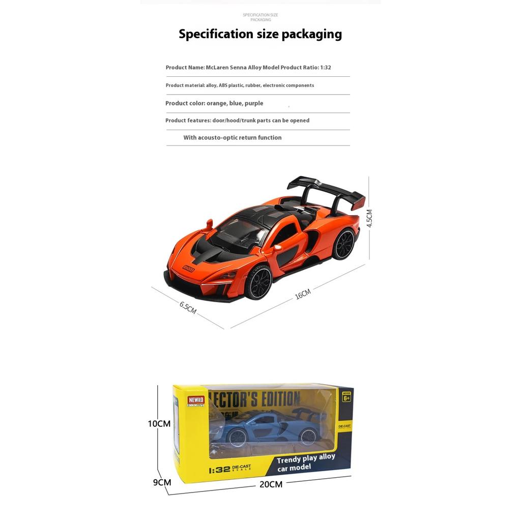 1/32 McLaren Senna Alloy Car Model Diecasts Metal Toy Vehicles Model Simulation Sound and Light Collection Kids Birthday Gifts