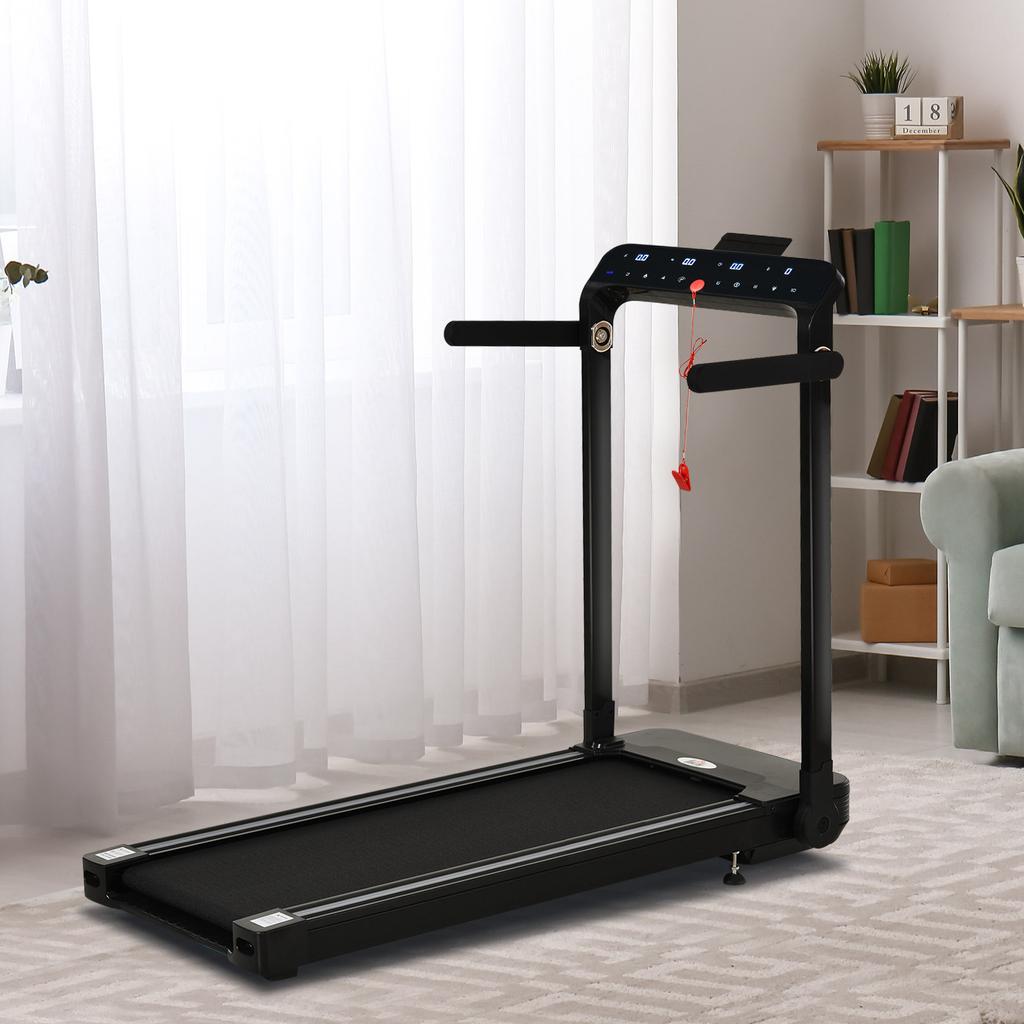 Folding Treadmill, 1.85HP Installation-Free Walking Jogging Running Machine, 12KM/H with 12 Pre-Programs and LED Display for Home Gym Office