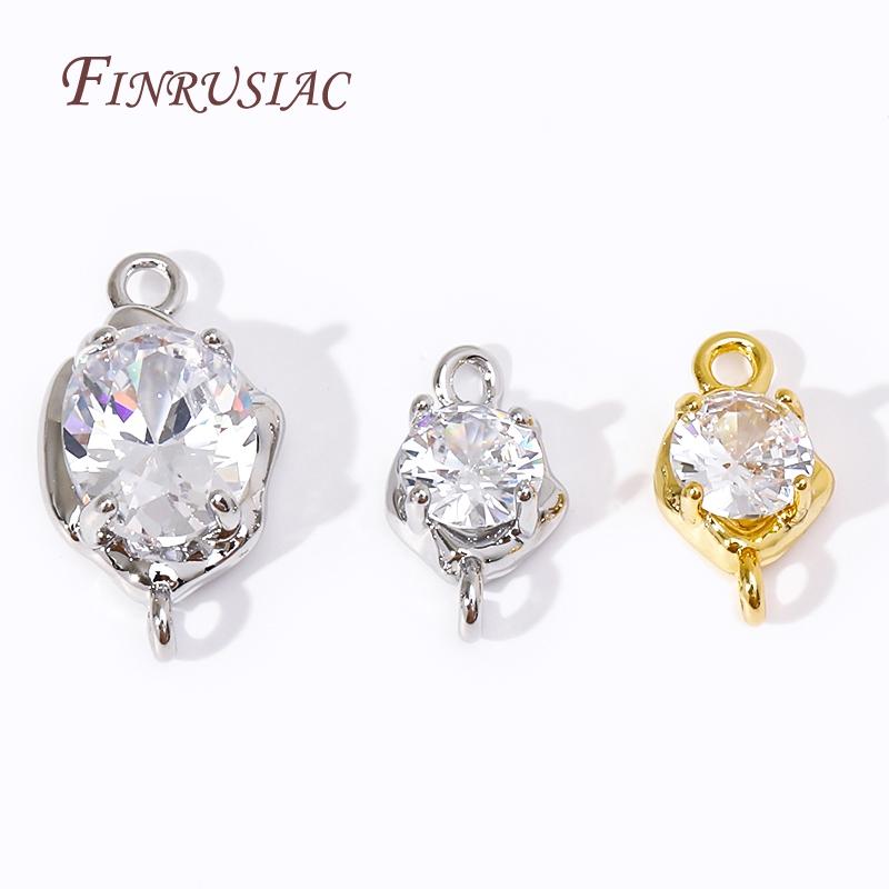 18K Gold Plated Zircon Crystal Decoration Connector Charms Accessories For Handmade DIY Women's Bracelet Earring Jewelry Making