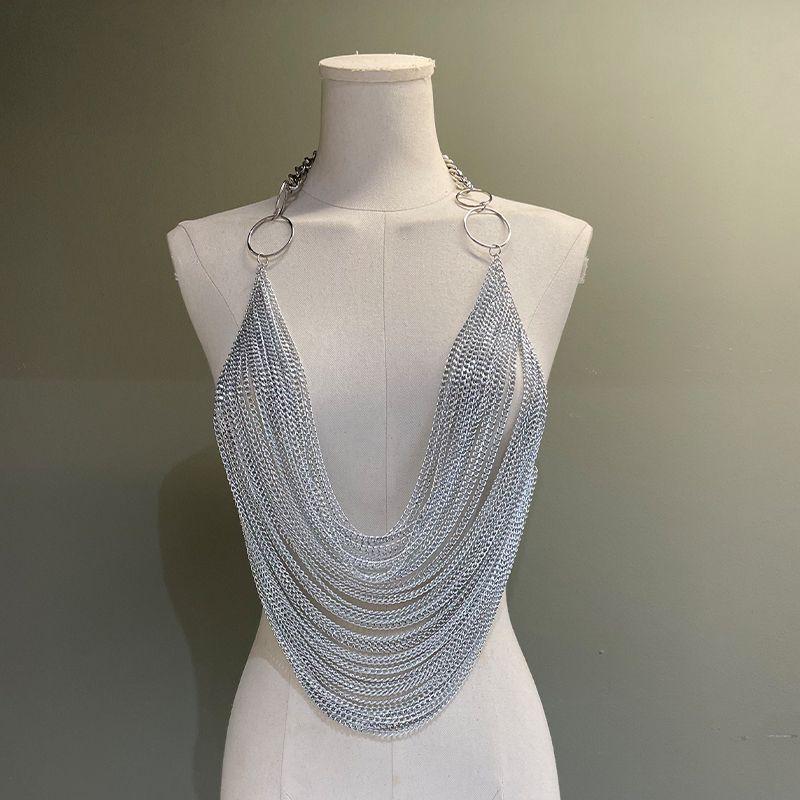 

Европейский и американский полый металлический тонкий халтер без спинки слинг Silver All yards