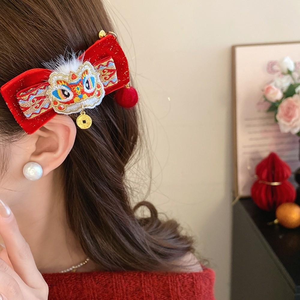 Cloth Chinese Tassel Bow Hairpin Tassels Flocking Hair Clip Japanese Kimono Headwear Cheongsam