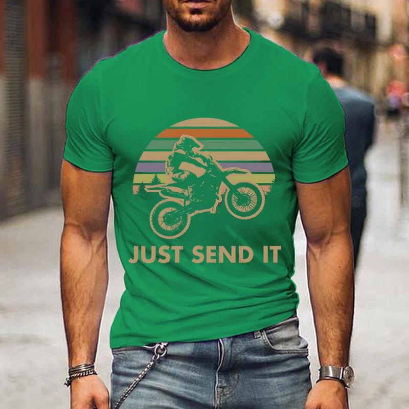 Just Send It Print Shirt Motorcycle Graphic Men Women T-shirts Vintage Style Motocross Gift Classic T Shirts Street Men Tshirt
