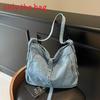 Simple Solid Color Large Capacity Women Casual Single Shoulder Denim Bag For Women