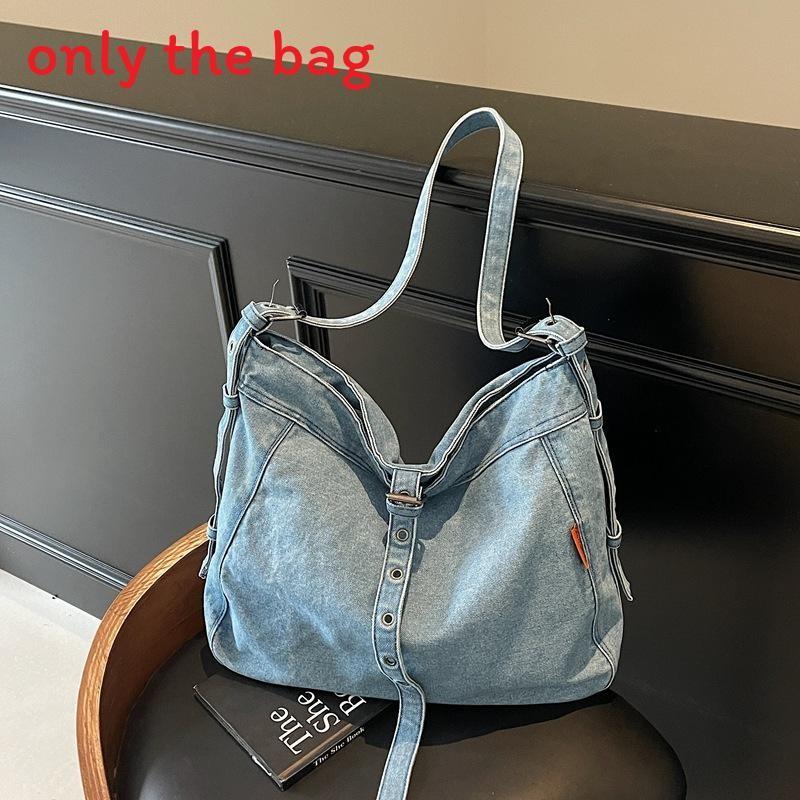 Simple Solid Color Large Capacity Women Casual Single Shoulder Denim Bag For Women