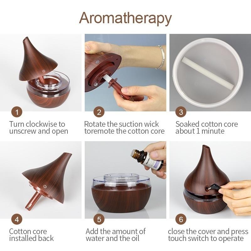 300ml USB Electric Aroma Air Diffuser Wood Ultrasonic Air Humidifier Essential Oil Aromatherapy Cool Mist Maker for Home