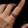 Retro Celtic Dara Knot & Spiral Pattern Adjustable Open Ring For Men Silver-plated Copper Punk Gothic Edgy  Accessories