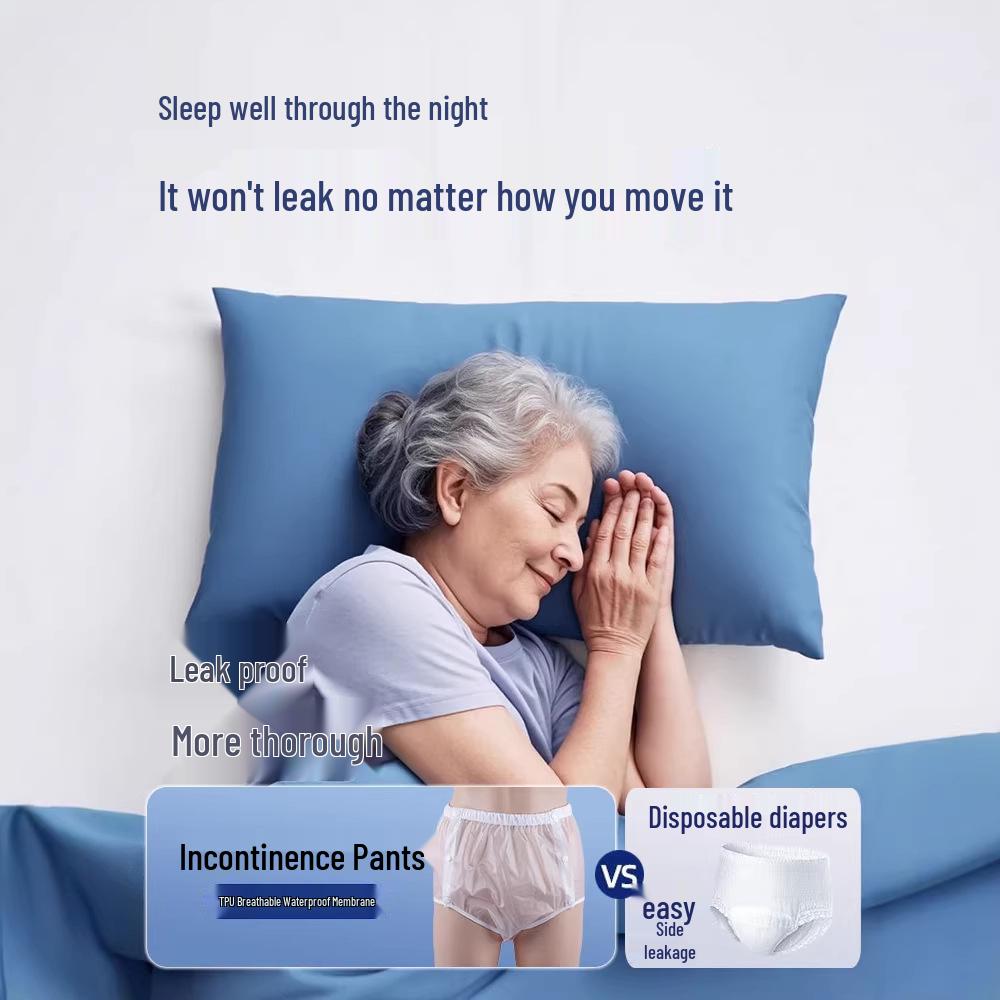 Transparent Waterproof Adult Incontinence Pants - Leak-proof, Washable Pull-up Diapers for Elderly Care