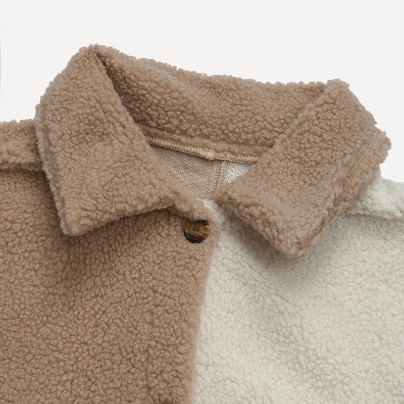 Women's Color Block Insulated Coat Fall Winter Lapel Collar Single Breasted Jacket Casual Outerwear