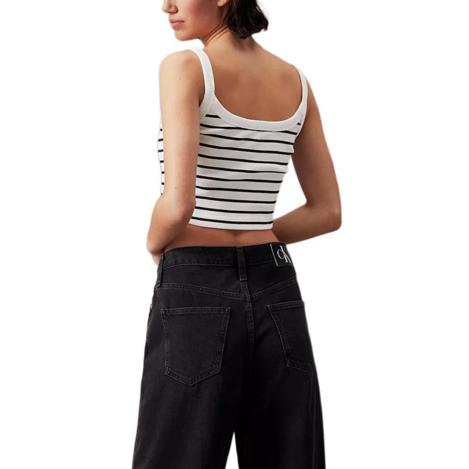 Calvin Klein Comfortable Minimalist Round Neck Pullover Vest Women Tops Black White 0792115165