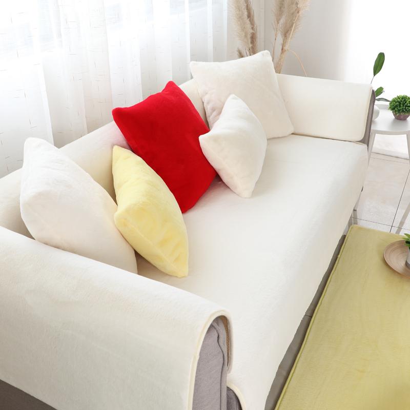 Nordic Velvet Sofa Cushion Plush Winter Thickening Non Slip Leather Sofa Cover High End Comfort 50*50cm