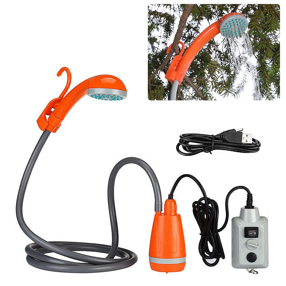 Outdoor Camping Shower Pump Portable Camping Shower Rechargeable Shower Head for Camping Hiking Traveling Beach Picnic