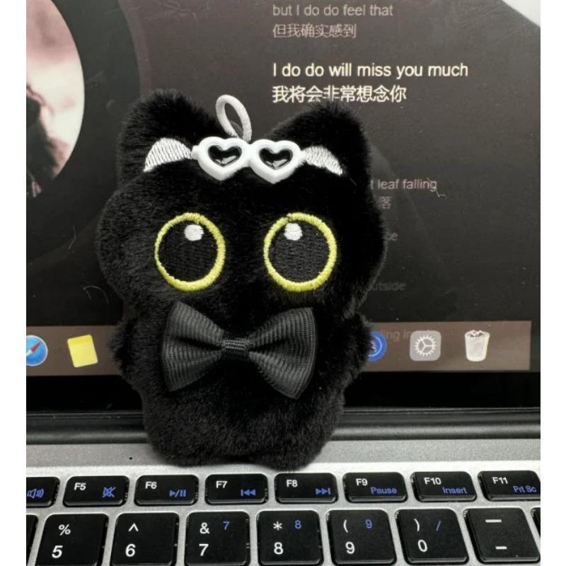 Little Black Cat Bag Pendant Cartoon Cute Animal Plush Doll Student Backpack Fashion Pendant Car Keychain Birthday Surprise Gift