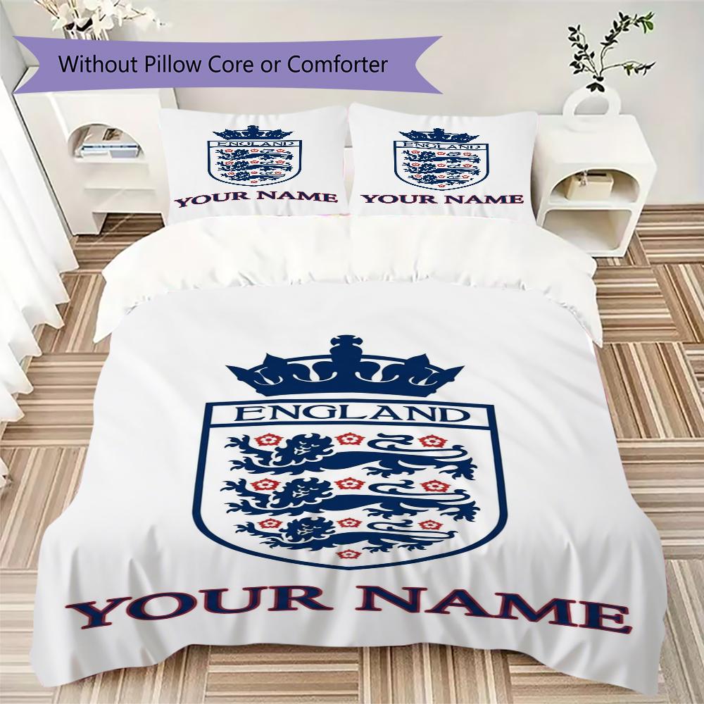 Custom Name England National Pattern Bedding,Quilt Set Quilt Cover Pillowcase Home Birthday Gift(1 * duvet cover + 2 * pillowcase, without core)_lx
