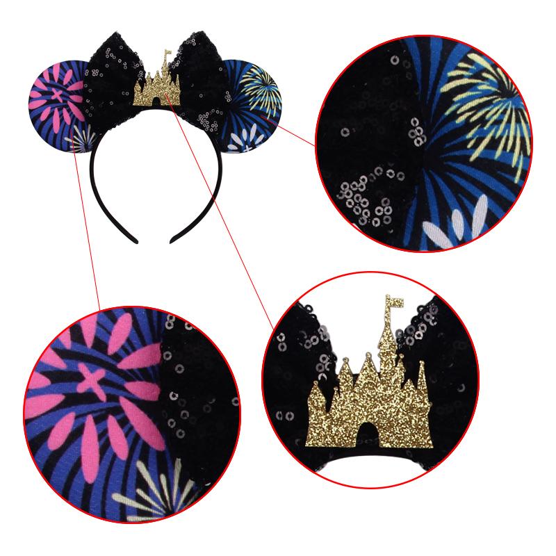 Disney Glänzendes Schloss Mausohren Stirnband Jungen Mädchen Festival Party Cosplay Haarband Frauen DIY Haarschmuck Cartoon Geschenk