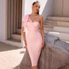European and American Tube Top Single Shoulder Mesh Bow Bandage Dress, Fashionable and Elegant Wedding Party Dress Dress