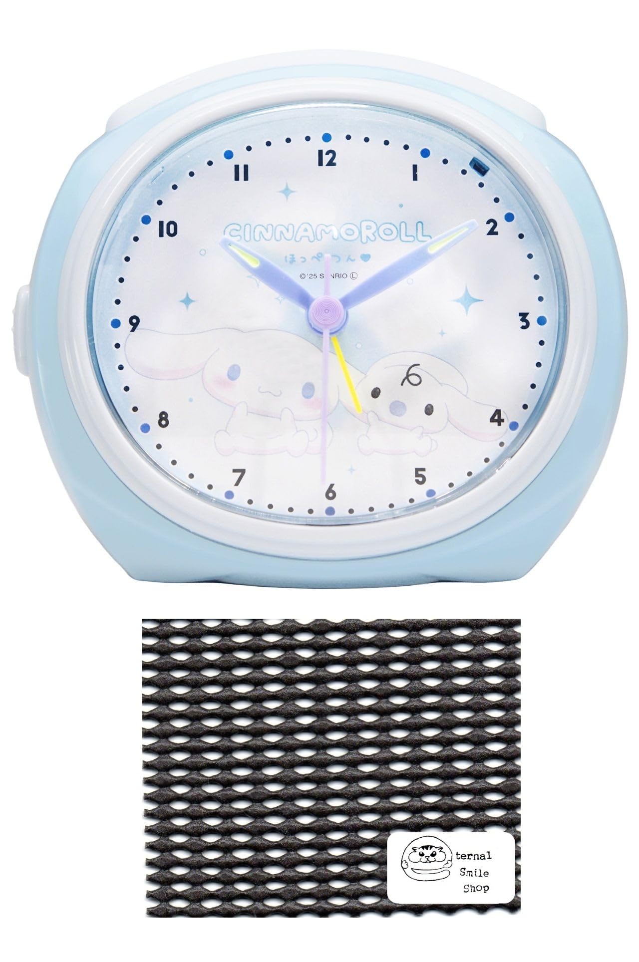 

Sanrio Analog Alarm Desk Clock with Continuous Second Hand and Bell Cinnamoroll Set Clock, Alarm, Hoppetsun (Clock, Non-Slip Mat)
