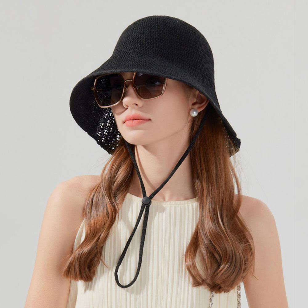 Women'S Summer Hand-Woven Hollow Straw Hat Fisherman Hat Foldable Wide Brim Sun Hat For Beach Travel Shawl Sunscreen Bucket Hats