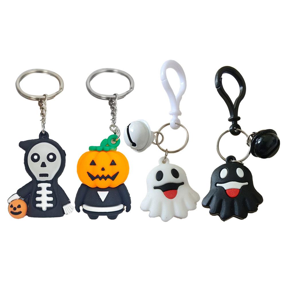 Halloween Cute Cartoon Jack-o '-lantern Ghost Car Keychain Pendant Ornaments Interior Rearview Decoration Mirror Accessories