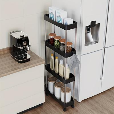 A Multi-functional Rolling Storage Truck - 3/4 Layers of PP Material, Kitchen, Bathroom, Bedroom, Laundry Room, Office All-round Tower Storage Rack