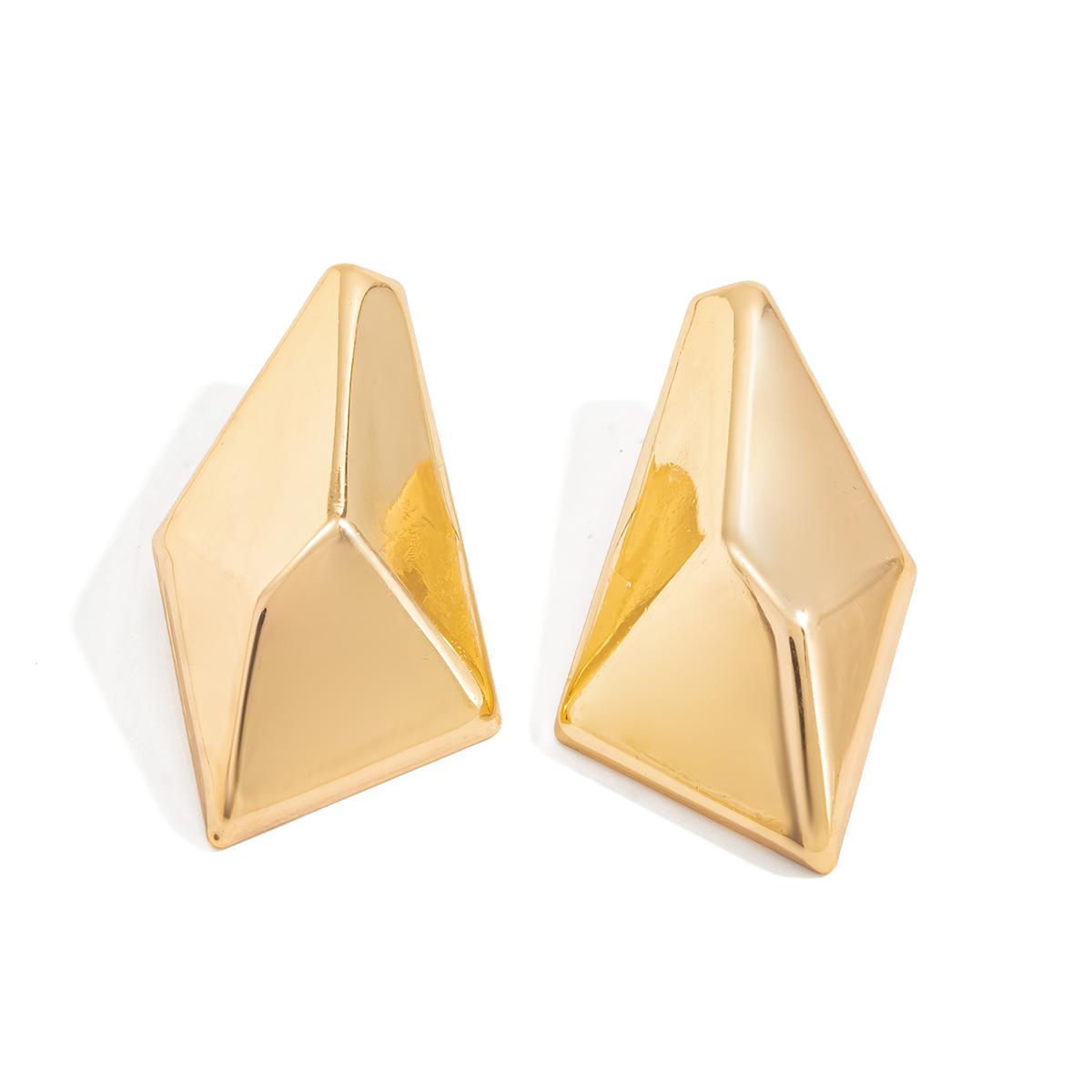 Salircon Simple Geometric Irregular Tapered Stud Earrings Women Fashion Gold Color Piercing Earring Daily Jewelry Accessories