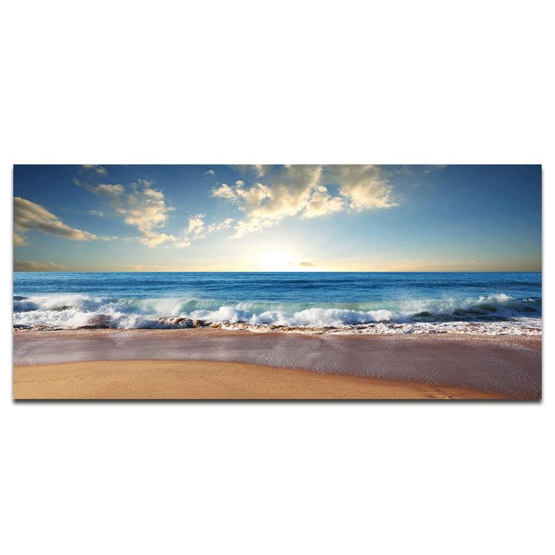 

Пляжный закат, настенные художественные постеры, большой пейзаж, холст, картина, принт, скандинавские лесные деревья, украшение стены, картина для домашнего декора 50x150cm ловкач синий