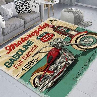 Retro Motorcycle Area Rug Carpet Moto Fans Non -Slip Large Door Step Mat Bathmat For Living Room Bedroom Entrance Home Decoration