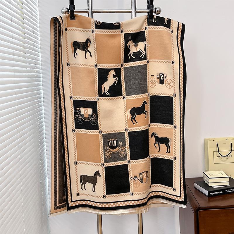 Elegant Ladies' Jacquard Pashmina Winter Thick Warmth Double Sided Tassel The Horse Shawl Coldproof Windproof Blanket Scarf