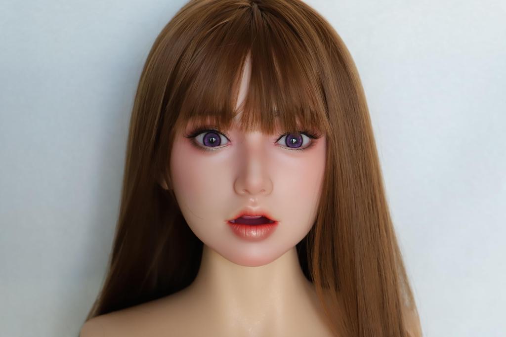 Silicone Figure Head Only, Life-Size, Hair-Treatment Type, with Mouth, for Makeup Practice, Store Supplies, and Display, Includes M16 Studs (#Y48#+165