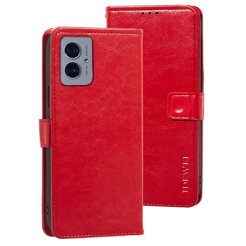 IDEWEI For Motorola Moto G55 5G Stand Case Crazy Horse Texture Leather Phone Cover