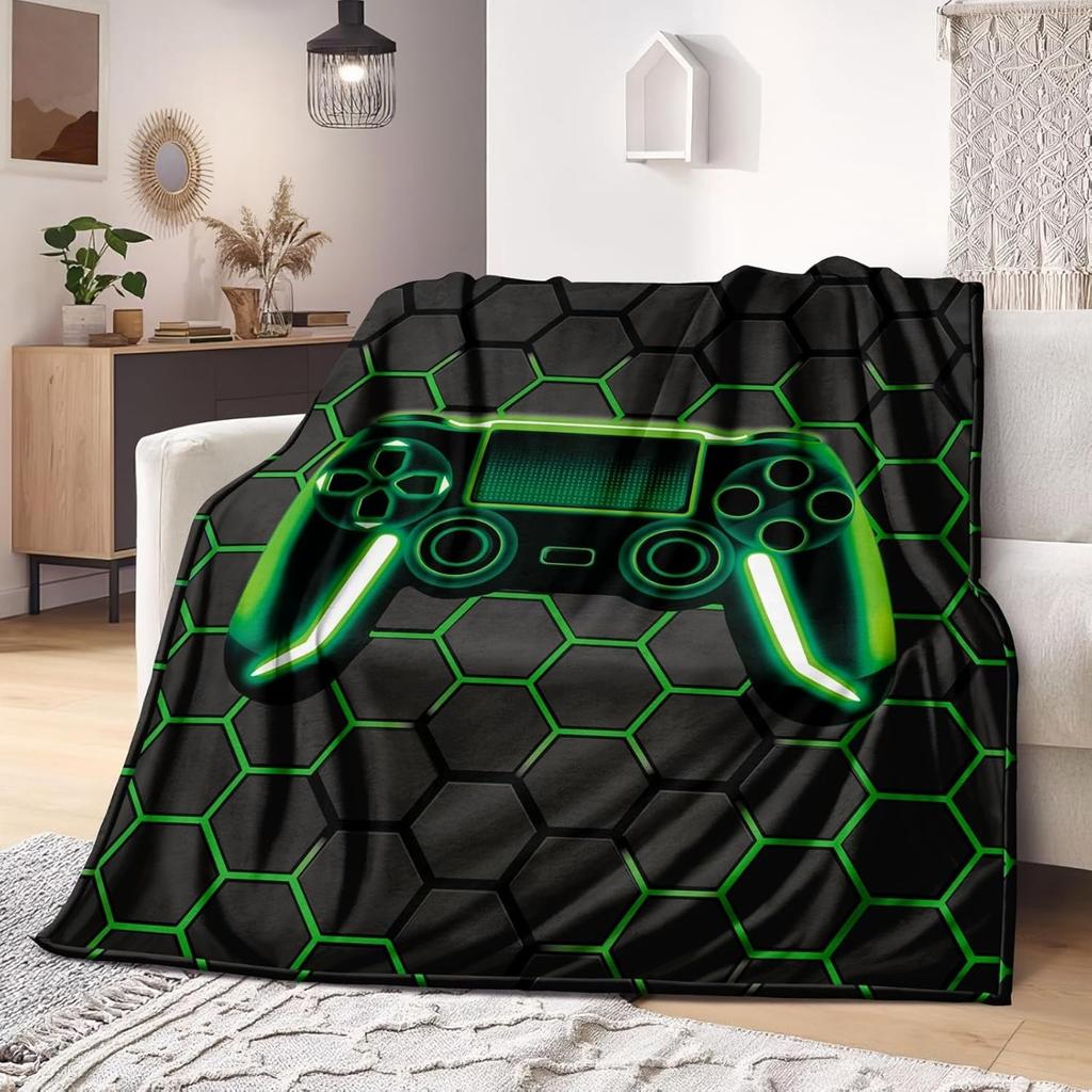 Bedding Gaming Throw Blanket Super Soft, Gamer Gift for Couch Sofa for For Kids Boys Teens Video Game