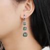 Silver Green Crystal Dangle Earrings: Minimalist Long Style for Women, European American Touch, Perfect Christmas Jewelry