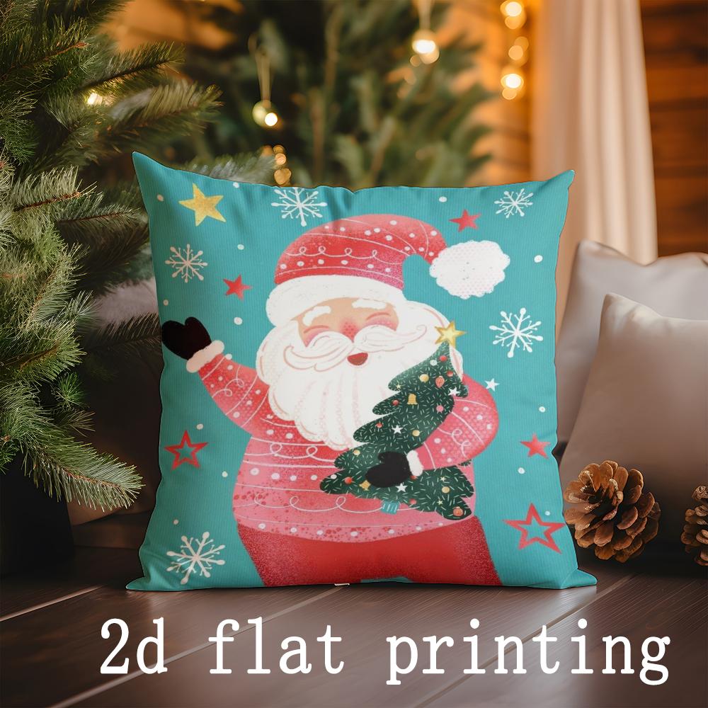 Home Decor Santa Claus Christmas Pattern Cushion Covers Pattern Cushion Cover Suitable for Sofa Bedroom Car Pillow Cover
