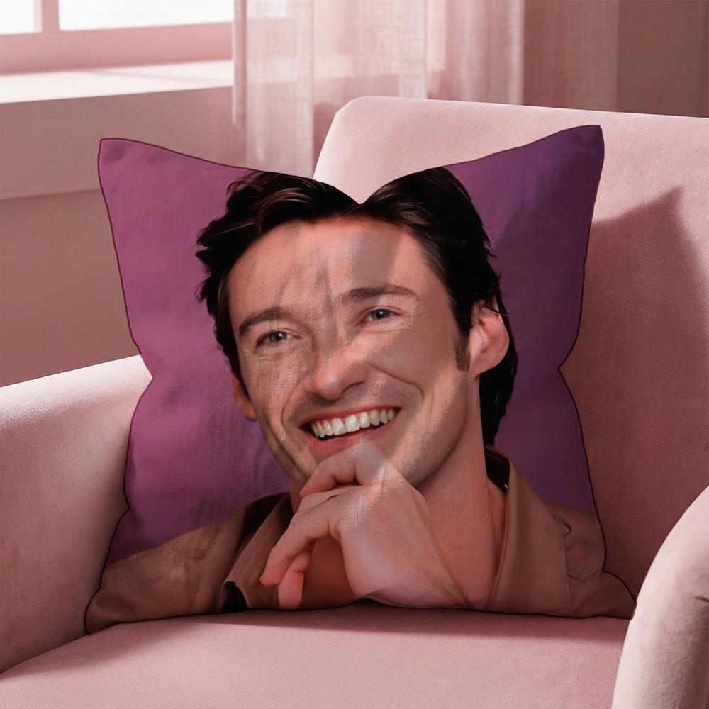 Custom H-Hugh Jackman Cushion Cover Multi-Scene Pillow Cover for Home & Car - Reversible, Soft & Durable for Daily Use