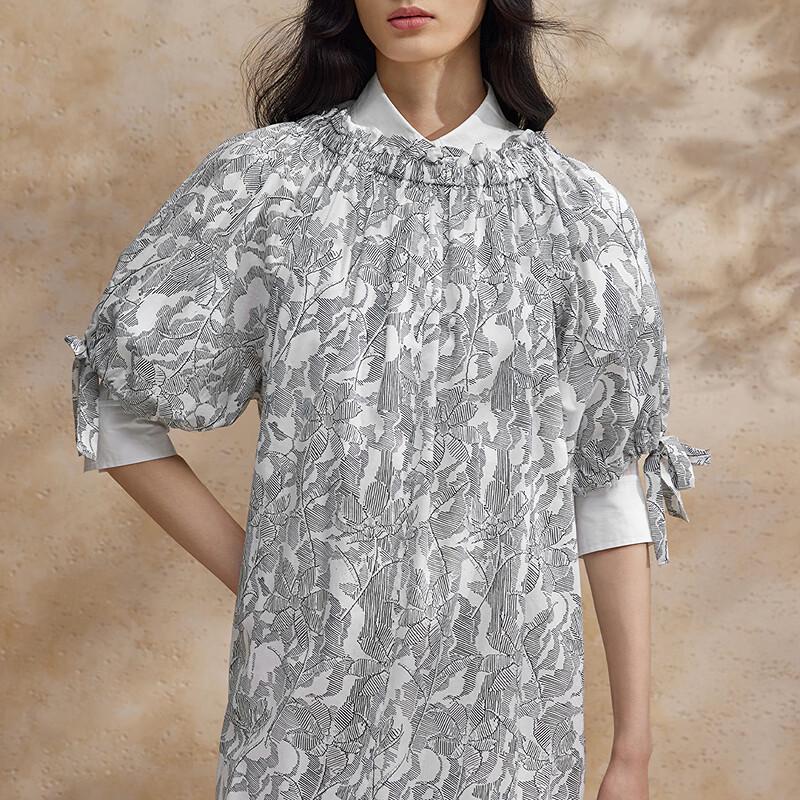 Women's Bellflower Floral Chiffon A-Line Midi Dress