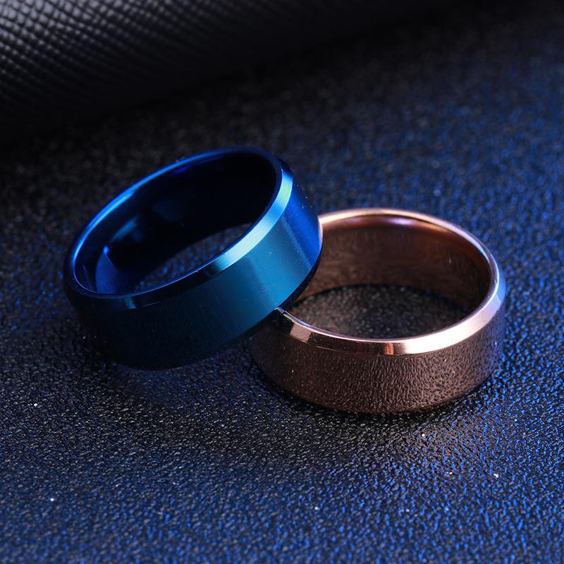 8MM nerezová ocel jednoduchá černá stříbrná zlatá barva lesklý prsten pro páry pro ženy, muži, svatební šperky
