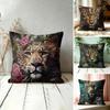 Fashion Leopard Wreath Animals Portrait Pillow Case Double-Sided Plush Sofa Cushion Covers Organic Breathable Invisible Zipper