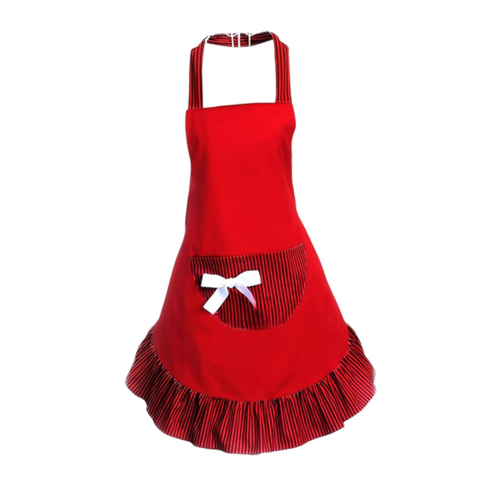 Bowknot Funny Apron Ruffle Cute Maid Lady s for Women Girls Cooking Supplies with Pocket Kitchen Cooking Apron Retro Design