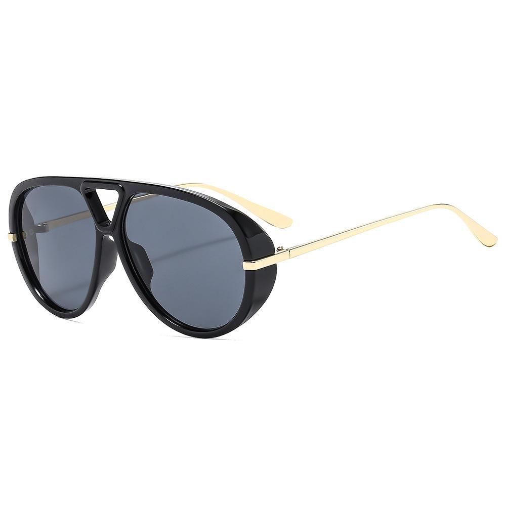 Retro Oversized Oval Leopard Gradient Women Sunglasses Double Beam Punk Style Fashion Luxury Large Frame Men Sun Glasses UV400