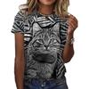 Summer Round Neck 3D Feather Animal Simplicity Print Top Fashionable Casual Short Sleeved Women's T-shirts