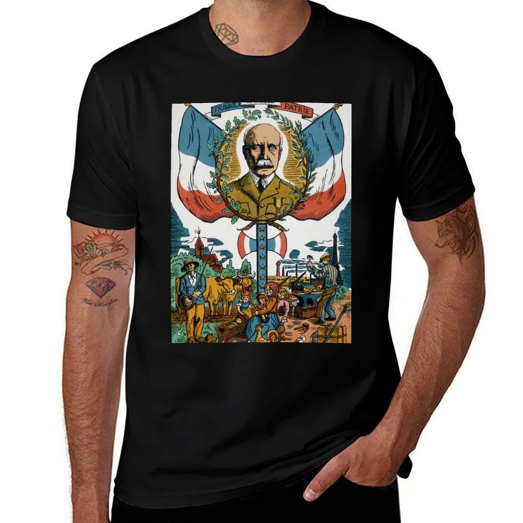 FATHERLAND FAMILY for FRANCE WORK 100% T-Shirt T Shirts Anime PETAIN Cotton Shirts Man T PROPAGANDA VICHY