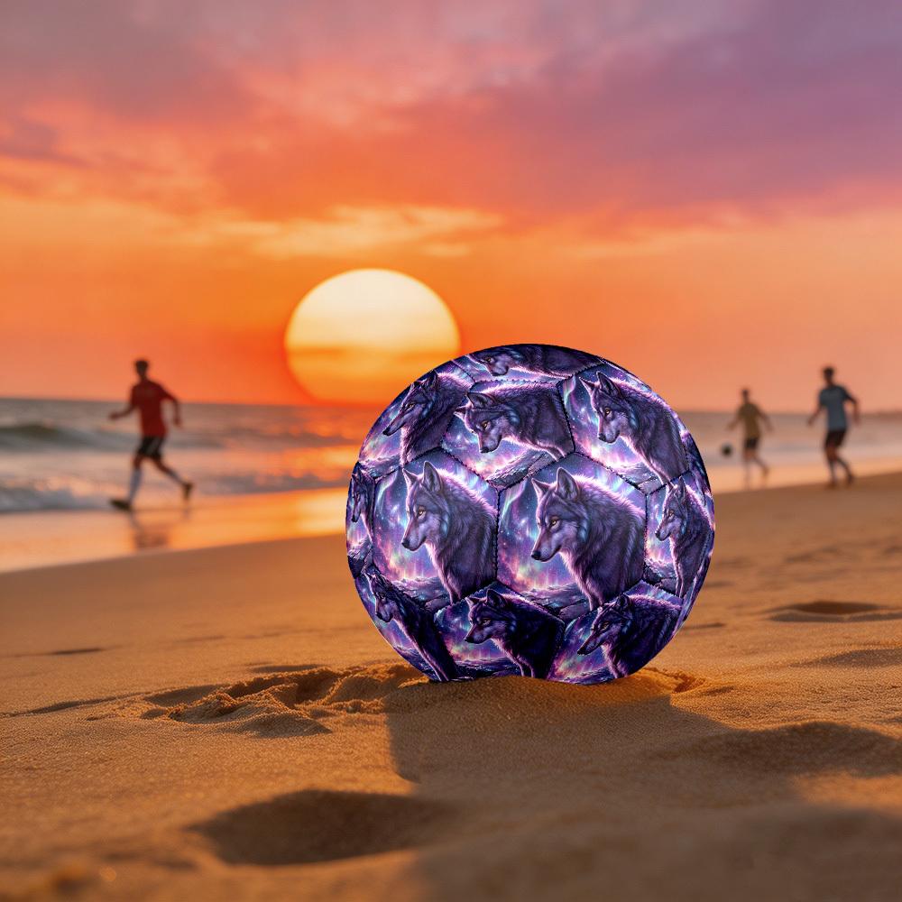 1pc Wolf Aurora Fantasy Theme Soccer Ball Football, Size 5, Lightweight PVC, Outdoor Training Soccer Ball,Sports Gift T61451