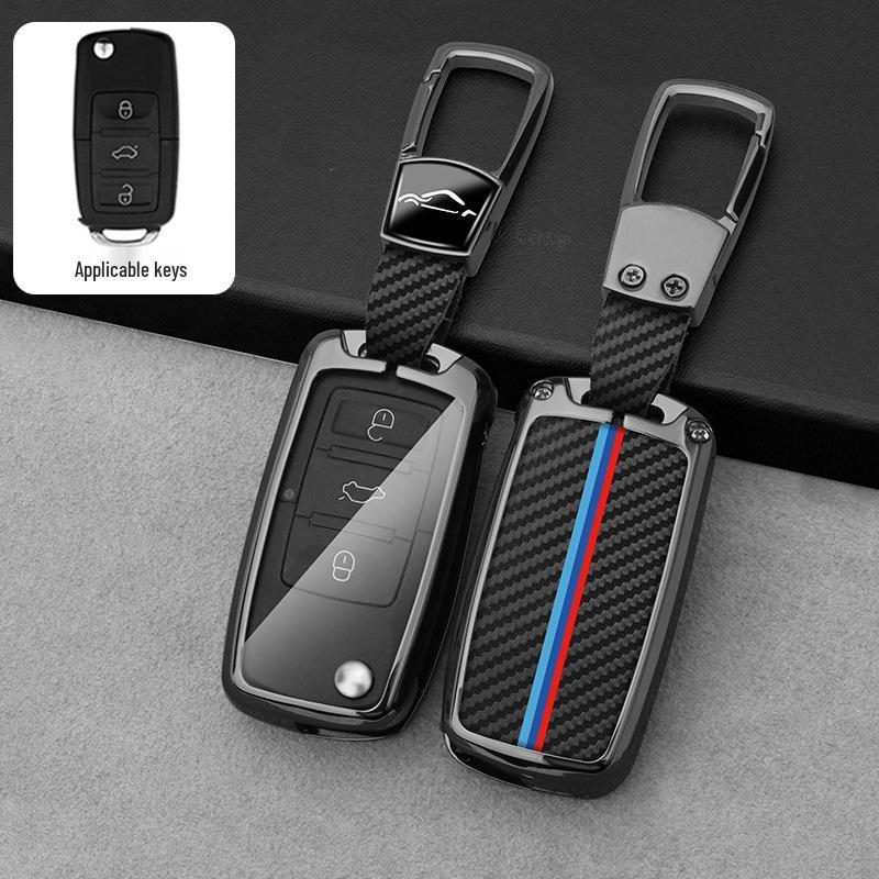 Housse de clé Volkswagen pour Sagitar, Lavida, Bora, Lamando, T-Cross, Tharu, Tayron, Tiguan L - Coque et boucle de clé de voiture.