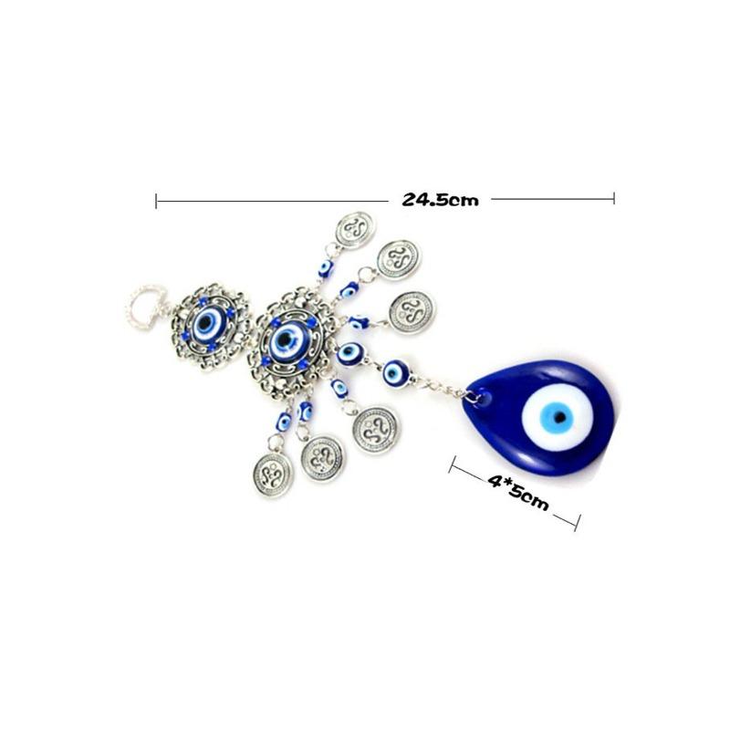 Blue Evil Eye Wall Hanging Pendant Amulet Lucky Charm Blessing Protection Gift Hamsa Hand Flower for Home Decoration