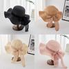 Summer Wavy Edge Cotton Linen Hat With Breathable Straw Material For Outdoor Travel