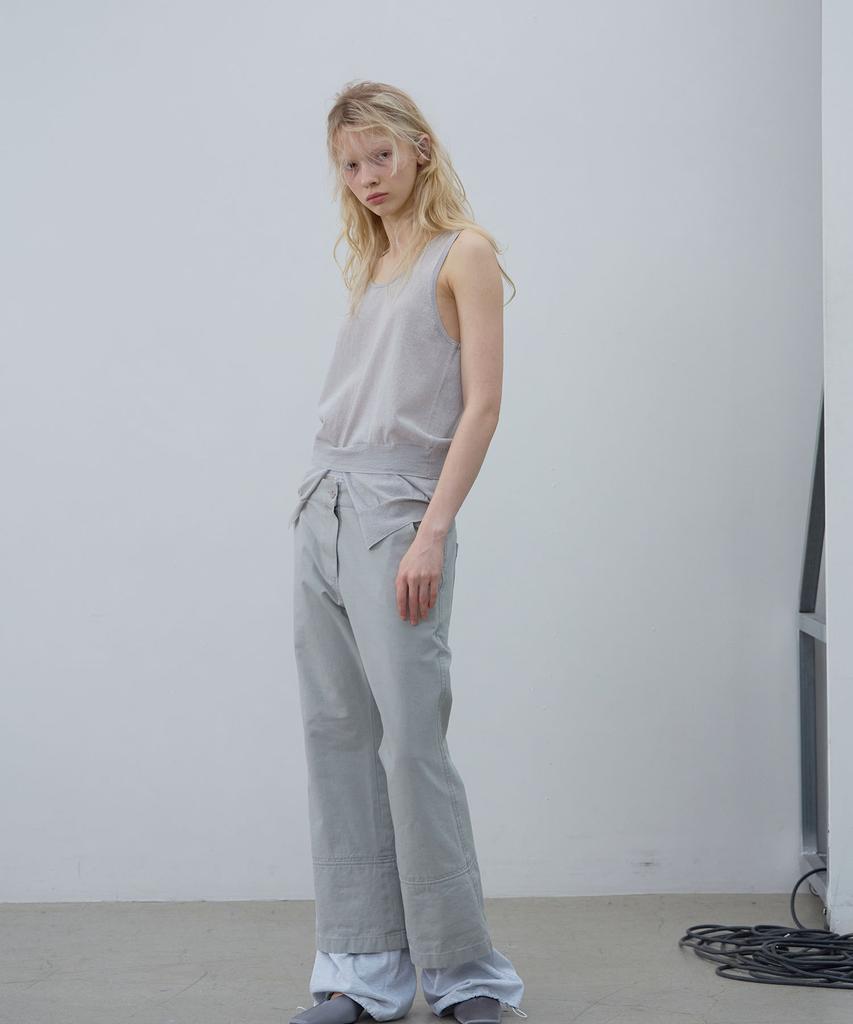 LCDC™ Layered Hem String Pants (Light Gray)