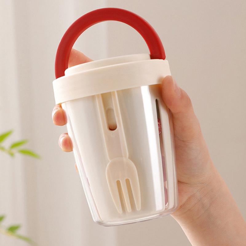 Fruit Storage Box With Drainage, Lid And Fork, Sealed, Leak Proof And Fresh-Keeping, Student Portable Breakfast Cup Picnic Box