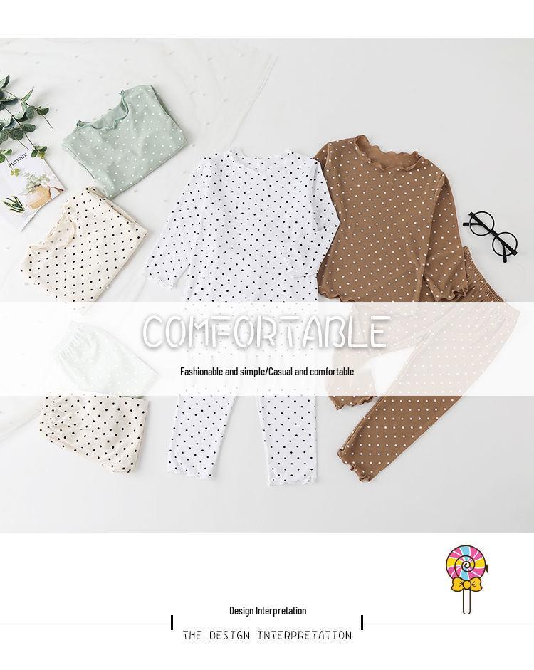Girls' Polka Dot Summer Pajama Set - Light, Stylish Two-Piece for Home or Air-Conditioned Wear