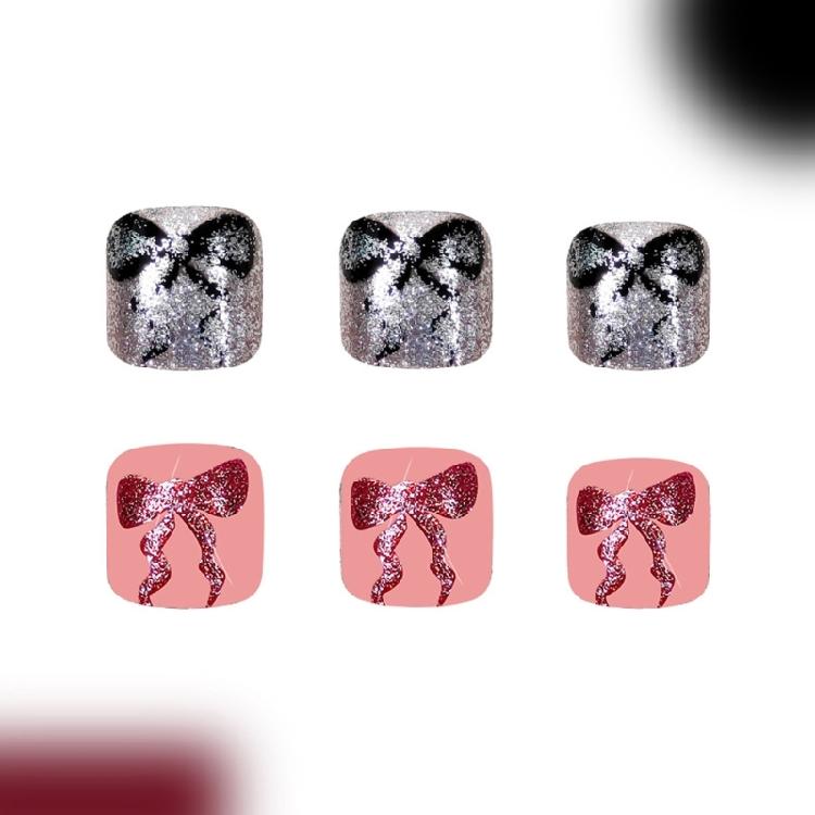 48Pcs Designs False Toe Nail Glossy Short Square Fake Toenails Full Cover Glues On Fake Toe Nail Press On Toenails